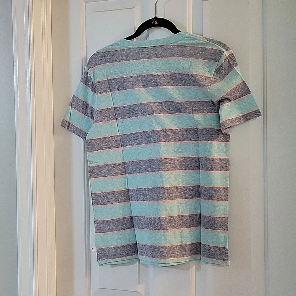 Gap mint and navy striped pocket tee shirt xxl